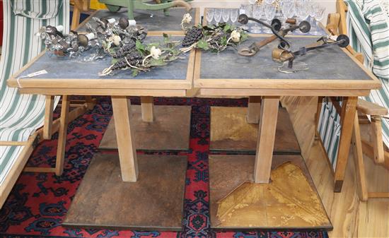 A set of four faux hardstone top square tables W.70cm each